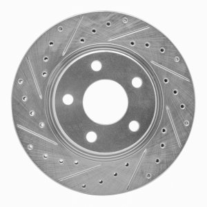 Buick Allure Brake Rotor (1) - Front Left - R1 Concepts - Drilled & Slotted - Silver - `04-`09